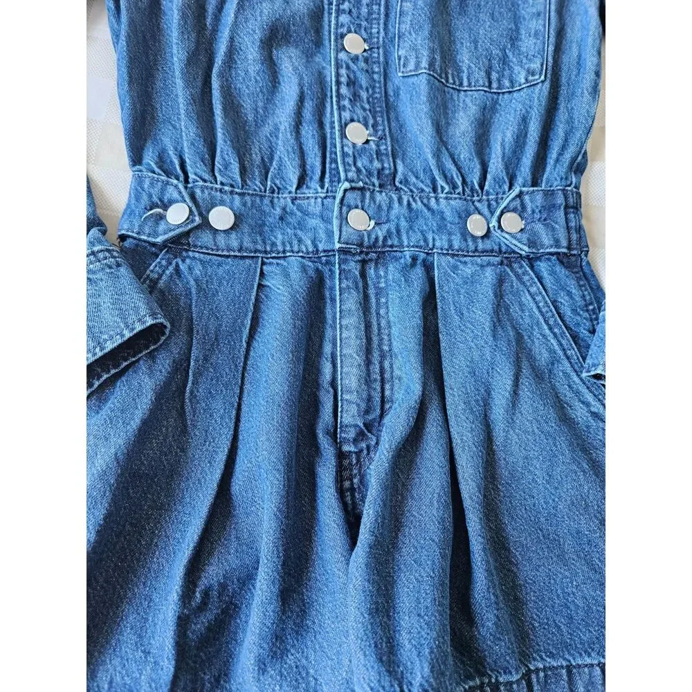 Universal Thread Women's Size 2 Long Sleeve Denim Romper Dark Wash